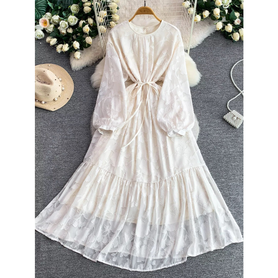 Tie Waist Long Sleeve Dress Apparel and Accessories