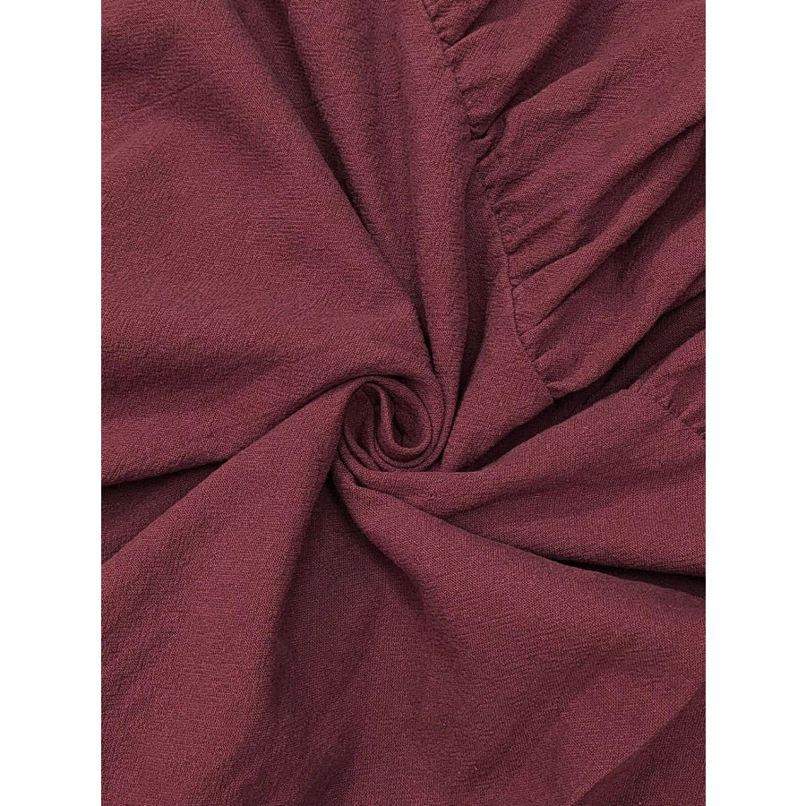 Tie Waist Long Sleeve Ruffled Hem Dress Apparel and Accessories