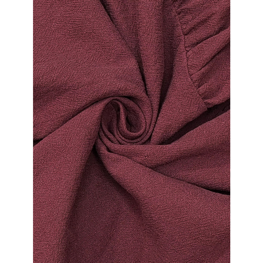 Tie Waist Long Sleeve Ruffled Hem Dress Apparel and Accessories
