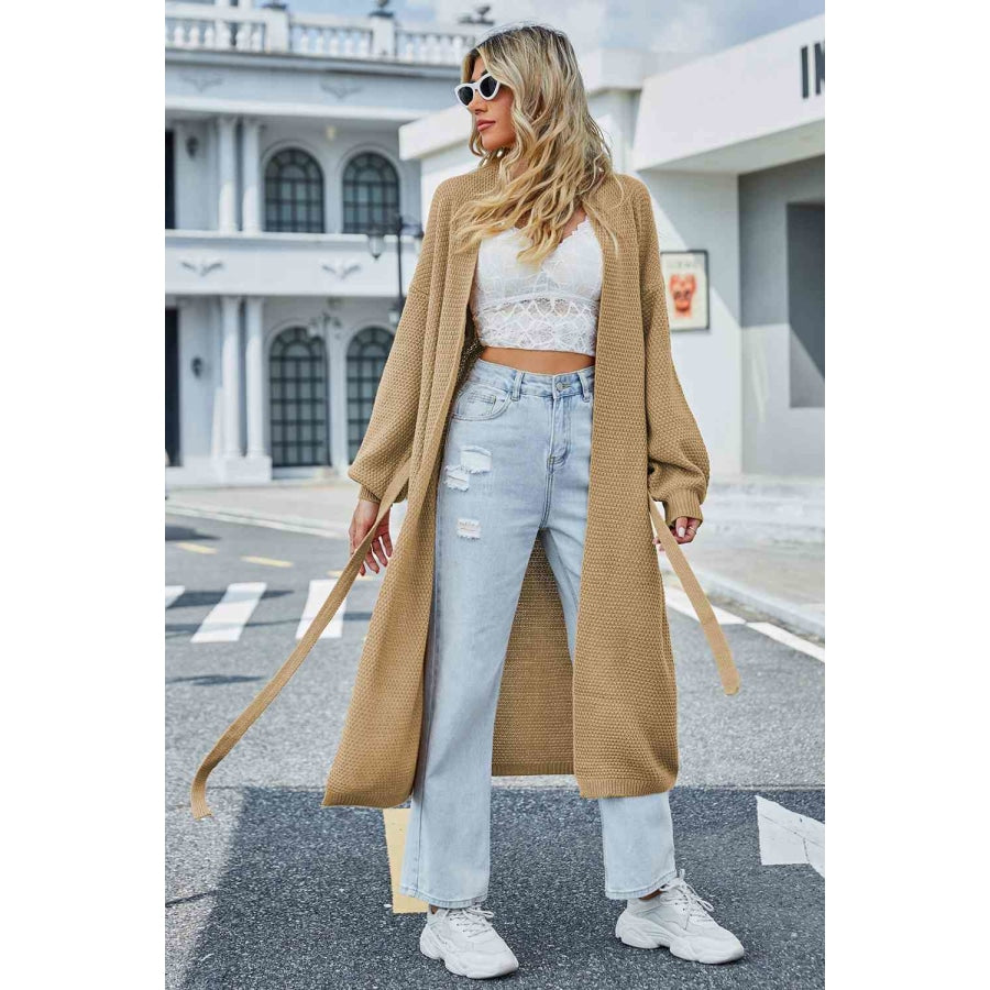 Tie Waist Longline Cardigan