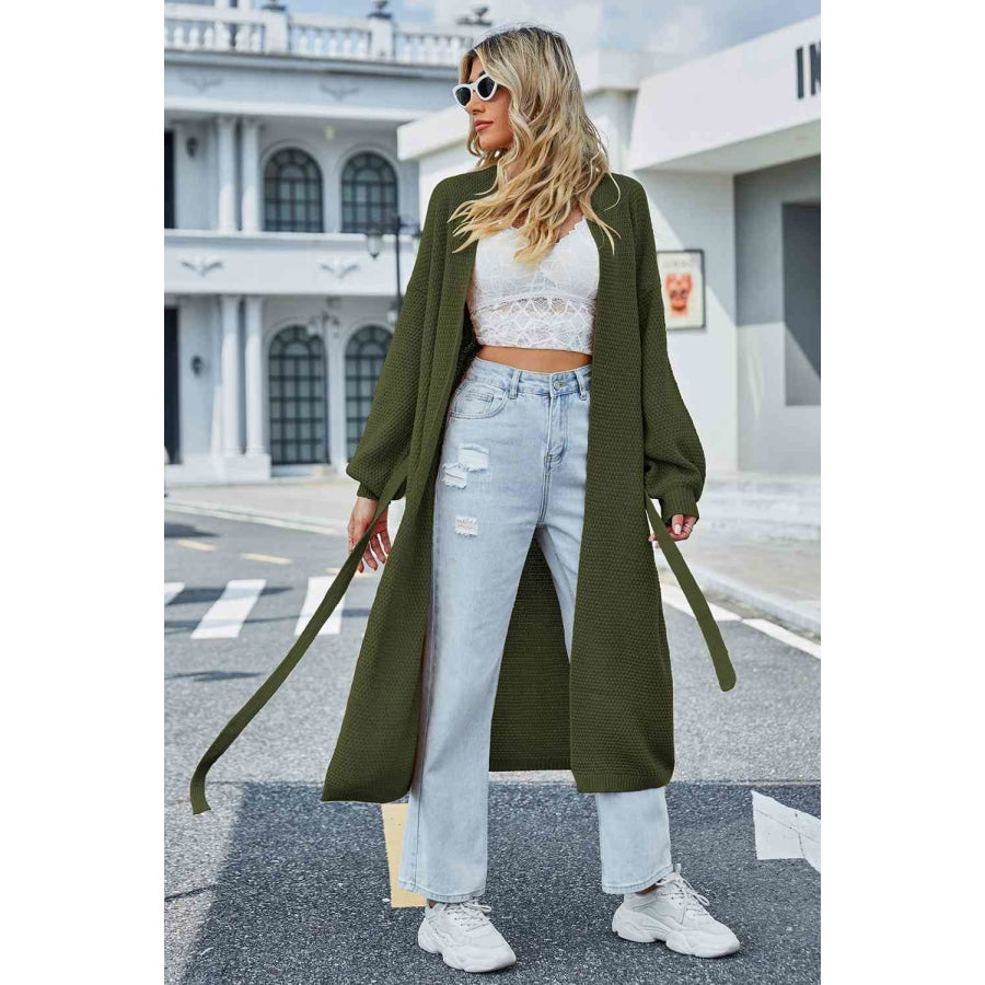 Tie Waist Longline Cardigan