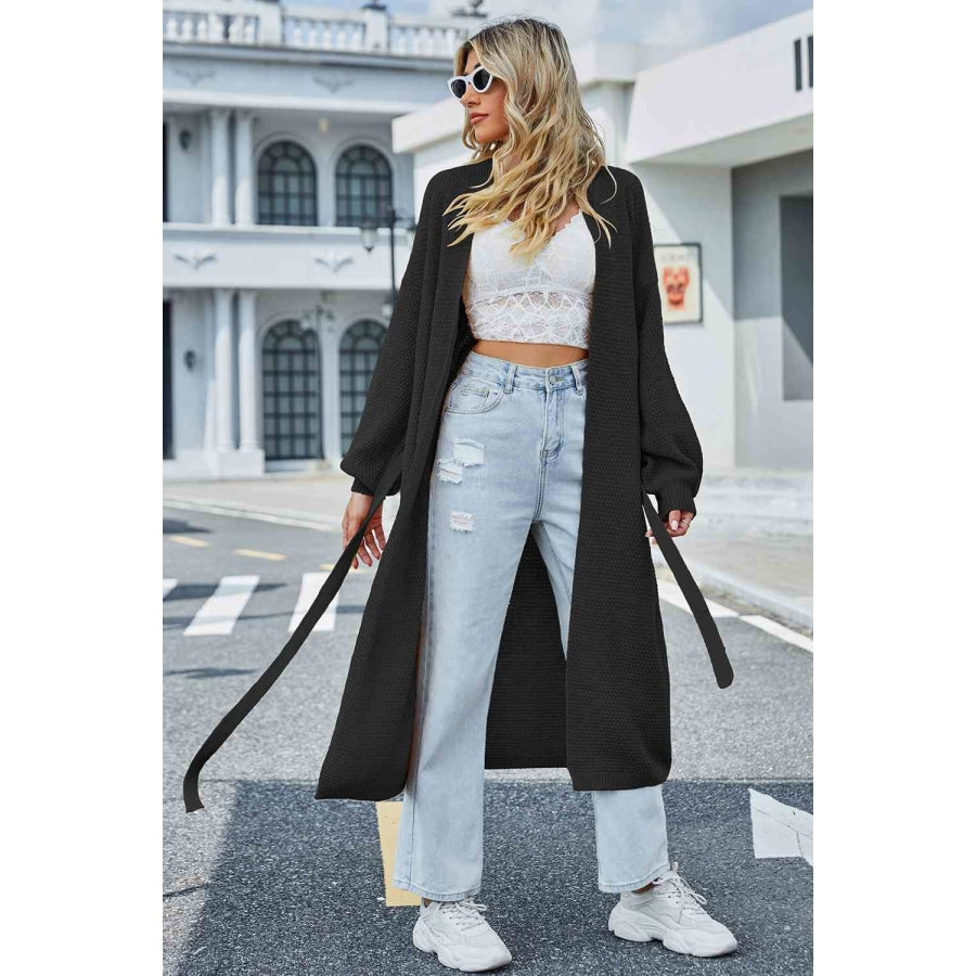 Tie Waist Longline Cardigan