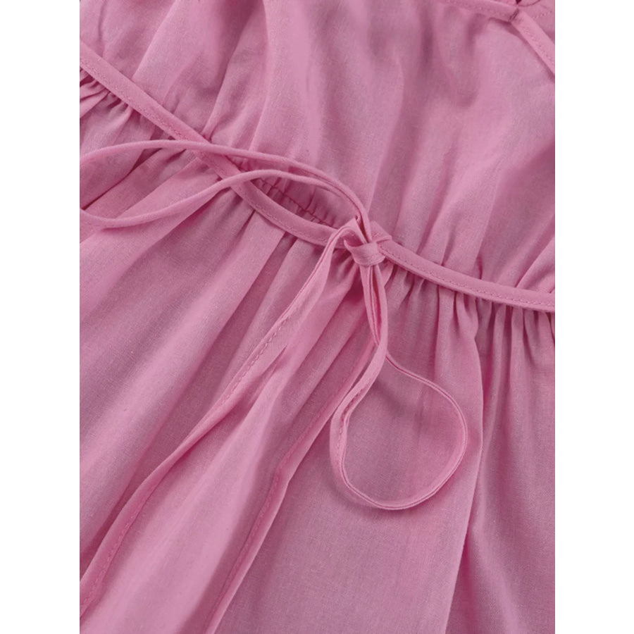 Tie Waist Puff Sleeve Maxi Dress Apparel and Accessories