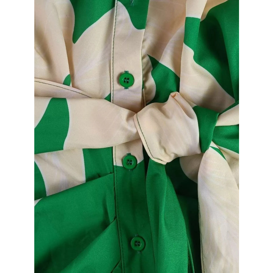 Tie Waist Short Sleeve Shirt Dress Apparel and Accessories
