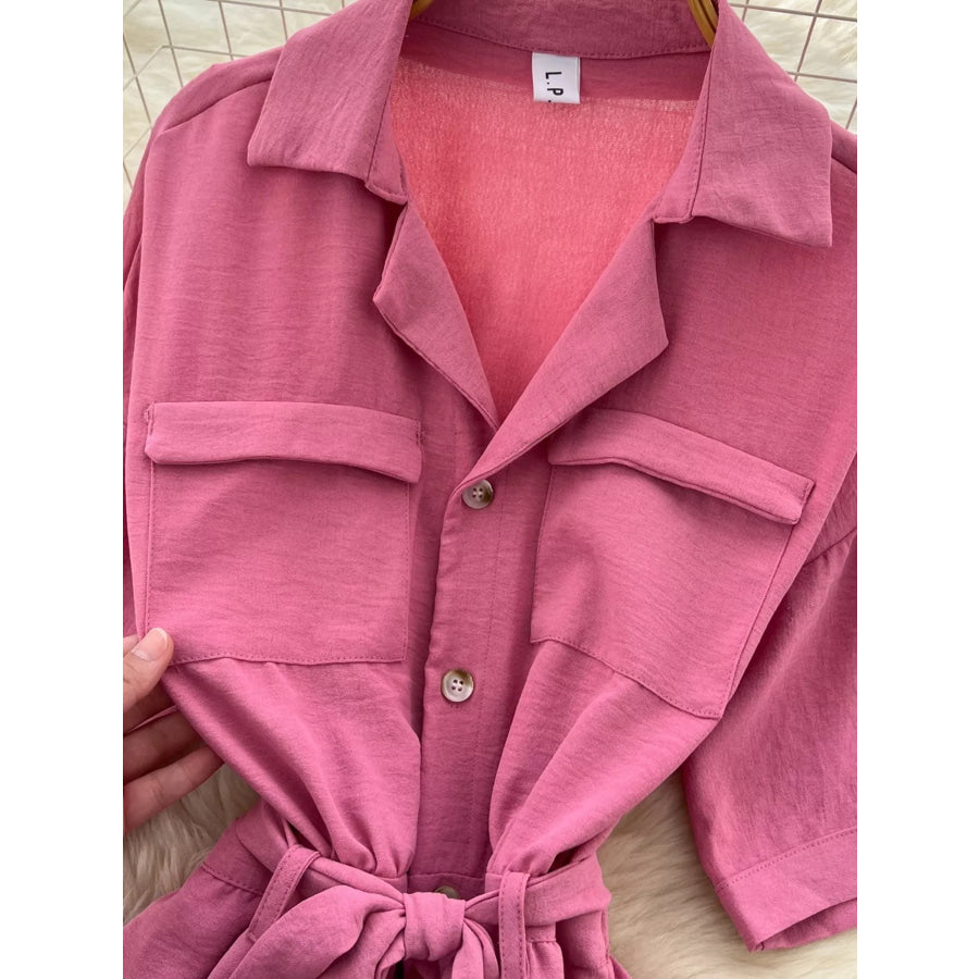 Tie Waist Wide Leg Jumpsuit Apparel and Accessories