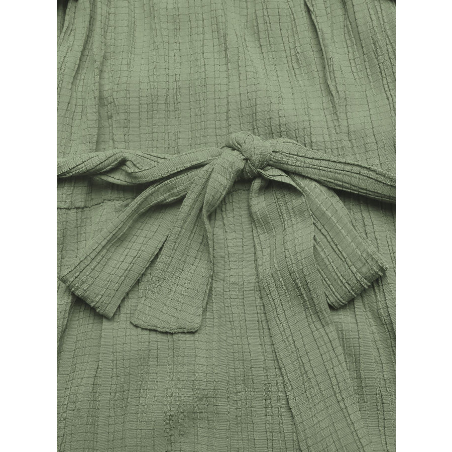Tie Waist Wide Leg Jumpsuit Apparel and Accessories