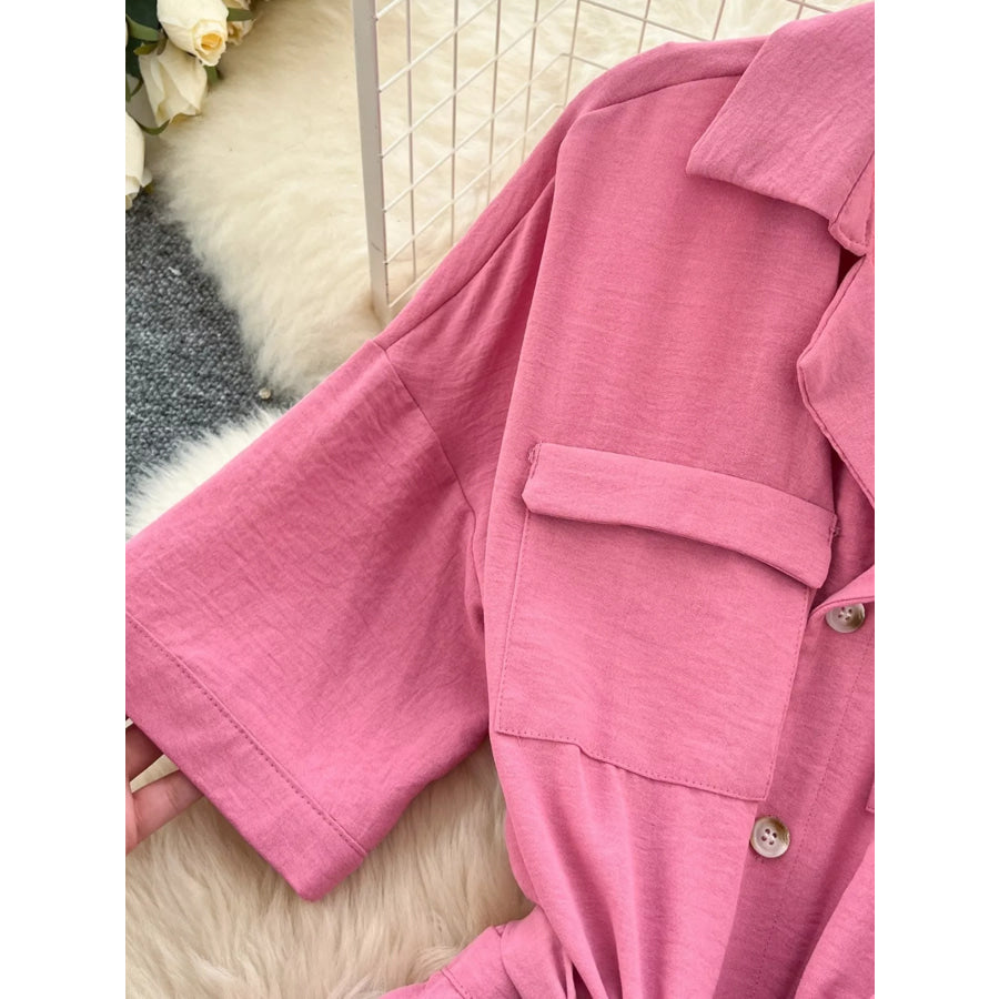 Tie Waist Wide Leg Jumpsuit Apparel and Accessories