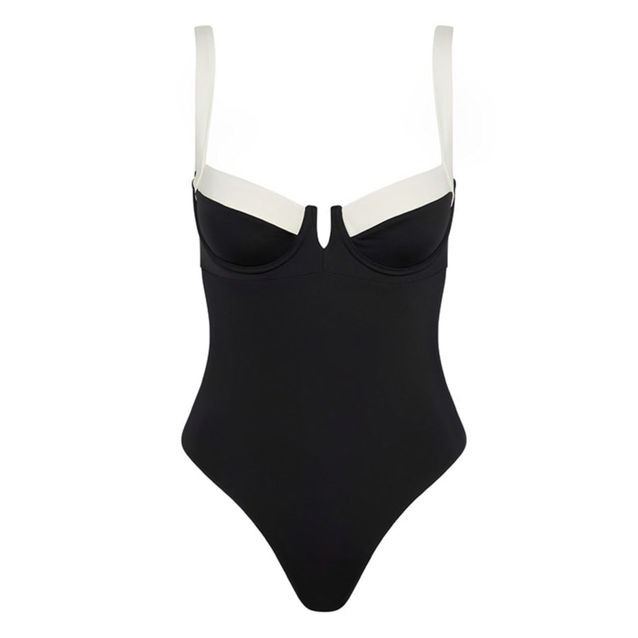 Tied Adjustable Strap One-Piece Swimwear Apparel and Accessories