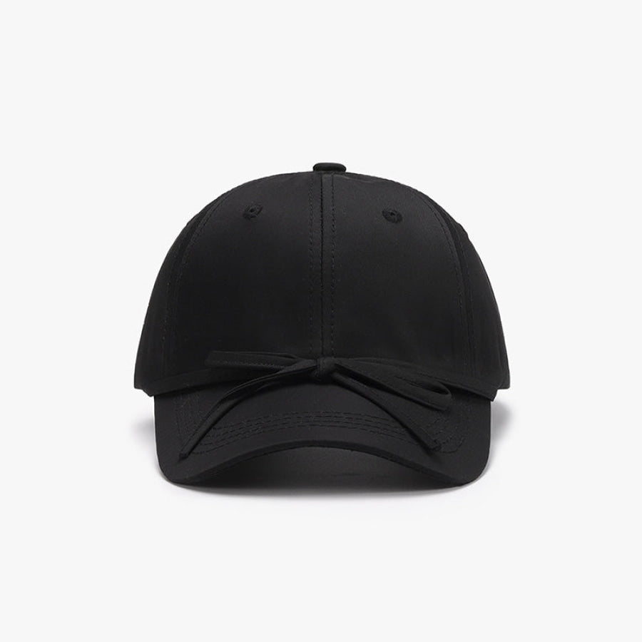 Tied Bow Cotton Baseball Cap Black / One Size Apparel and Accessories