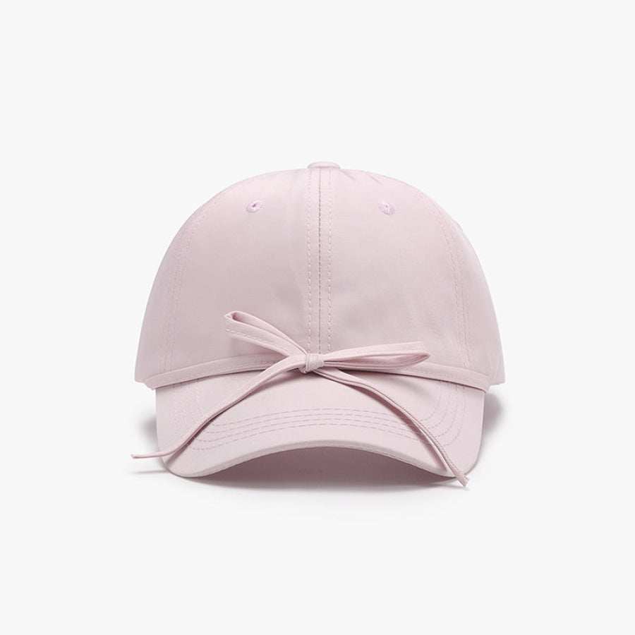 Tied Bow Cotton Baseball Cap Blush Pink / One Size Apparel and Accessories