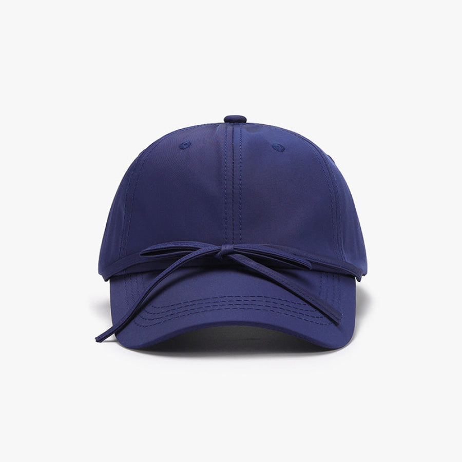 Tied Bow Cotton Baseball Cap Navy / One Size Apparel and Accessories