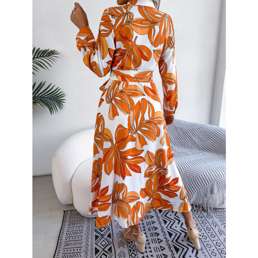 Tied Button Up Long Sleeve Dress Apparel and Accessories