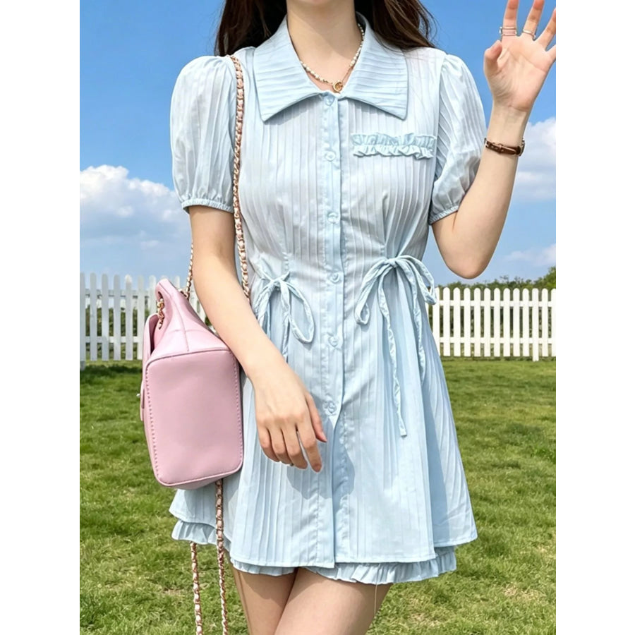 Tied Button Up Shirt and Shorts Set Apparel and Accessories