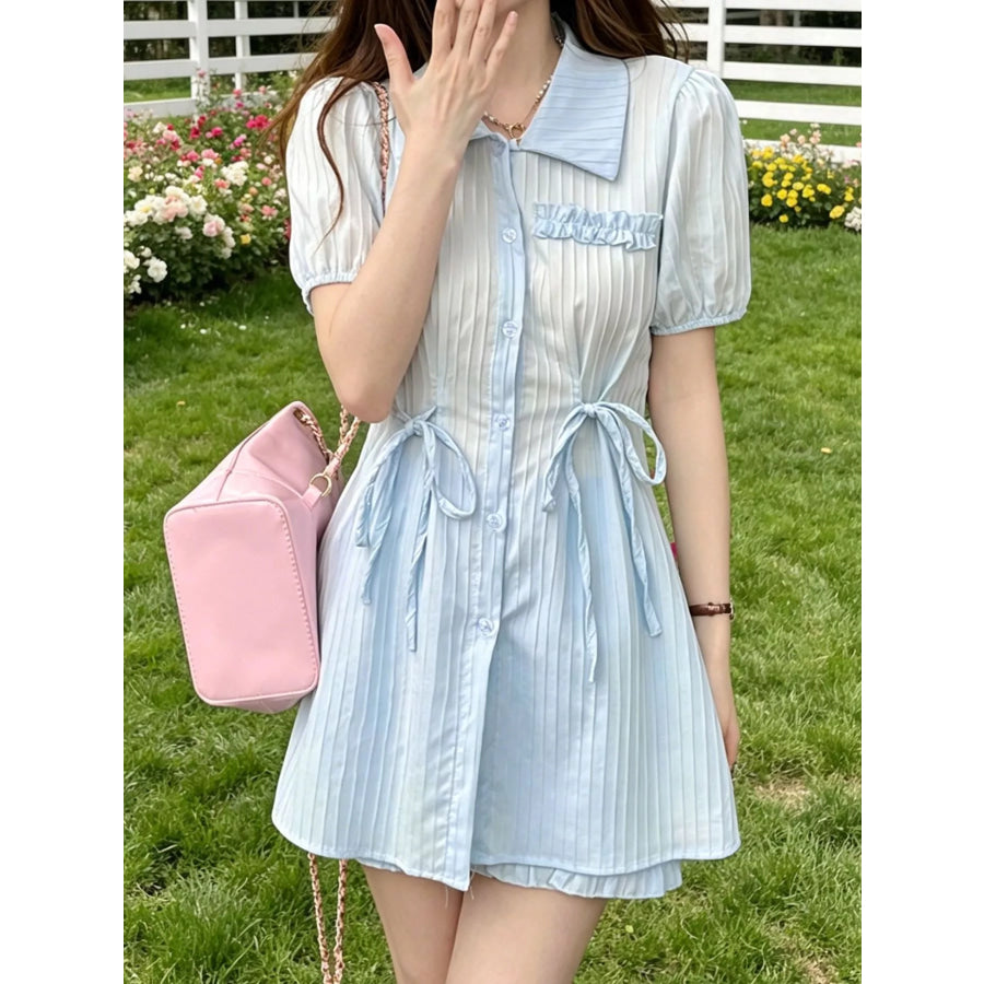 Tied Button Up Shirt and Shorts Set Apparel and Accessories