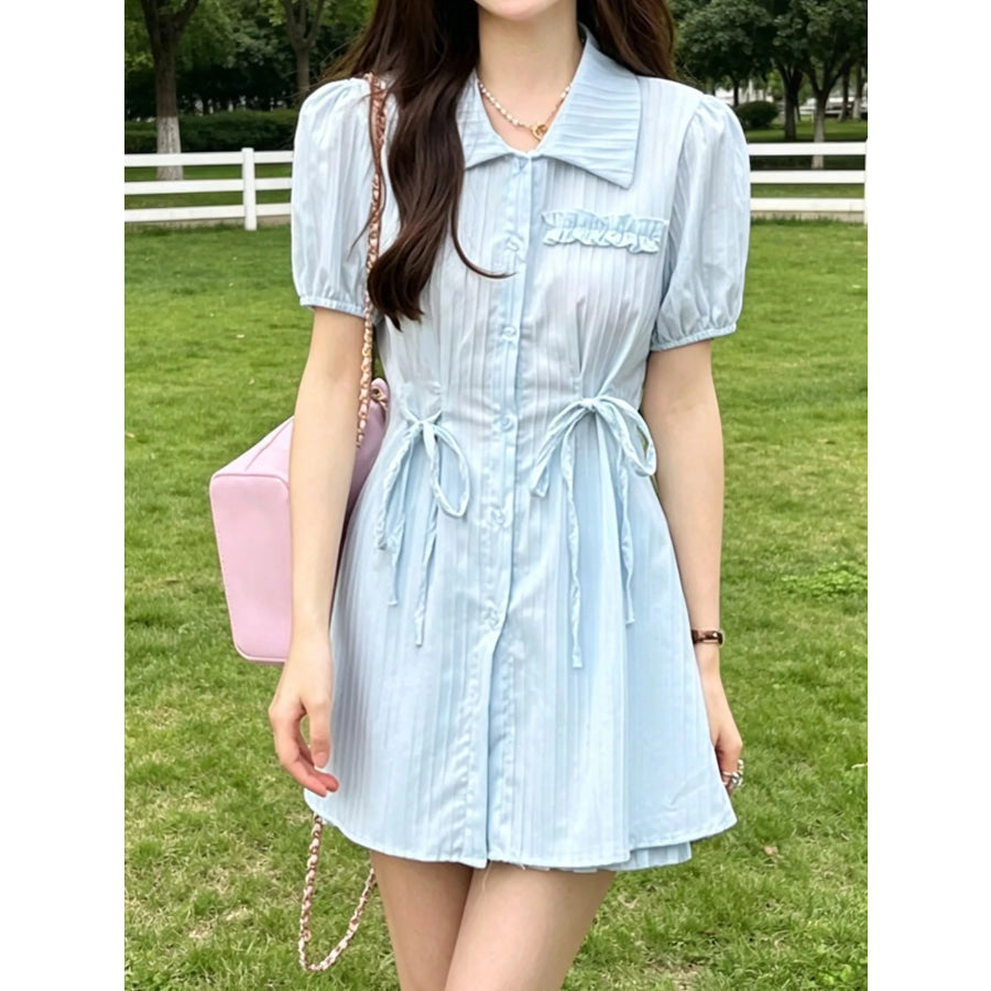 Tied Button Up Shirt and Shorts Set Light Blue / M Apparel and Accessories