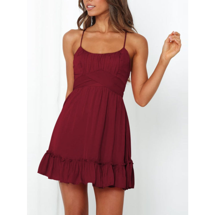 Tied Crisscross Scoop Neck Cami Dress Apparel and Accessories