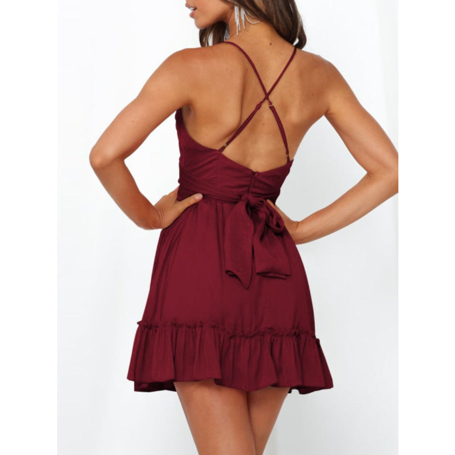 Tied Crisscross Scoop Neck Cami Dress Apparel and Accessories