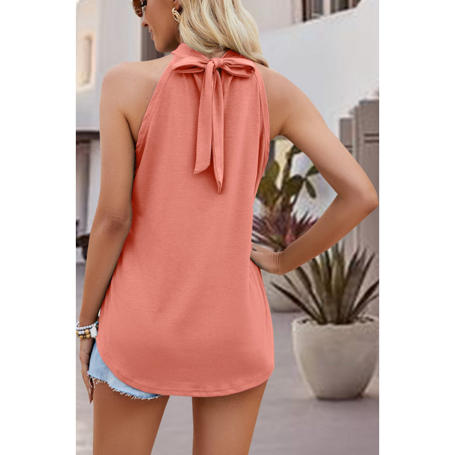 Tied Cutout Grecian Neck Tank Apparel and Accessories