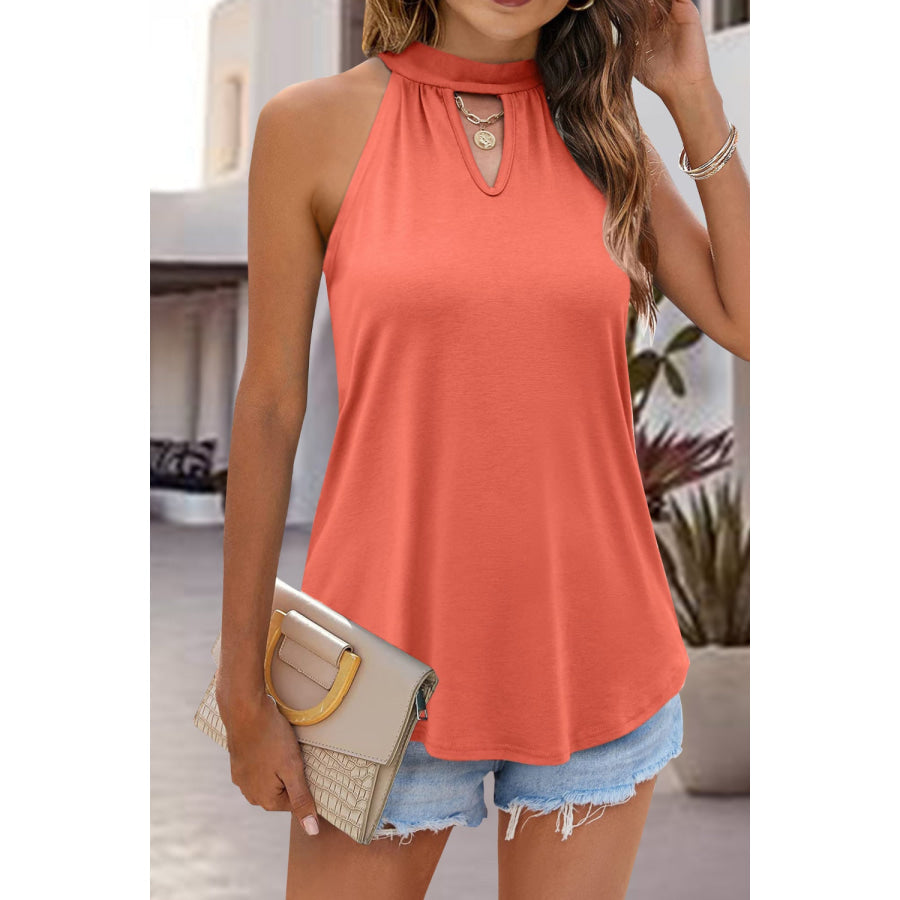 Tied Cutout Grecian Neck Tank Apparel and Accessories