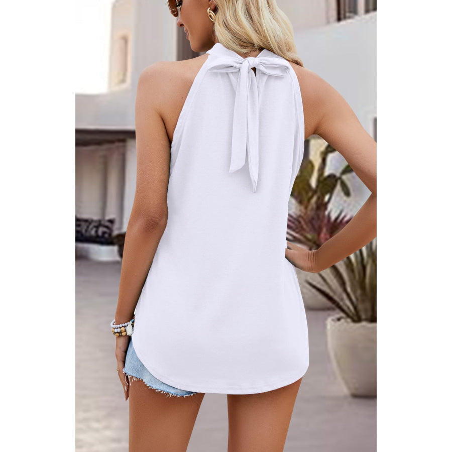 Tied Cutout Grecian Neck Tank Apparel and Accessories