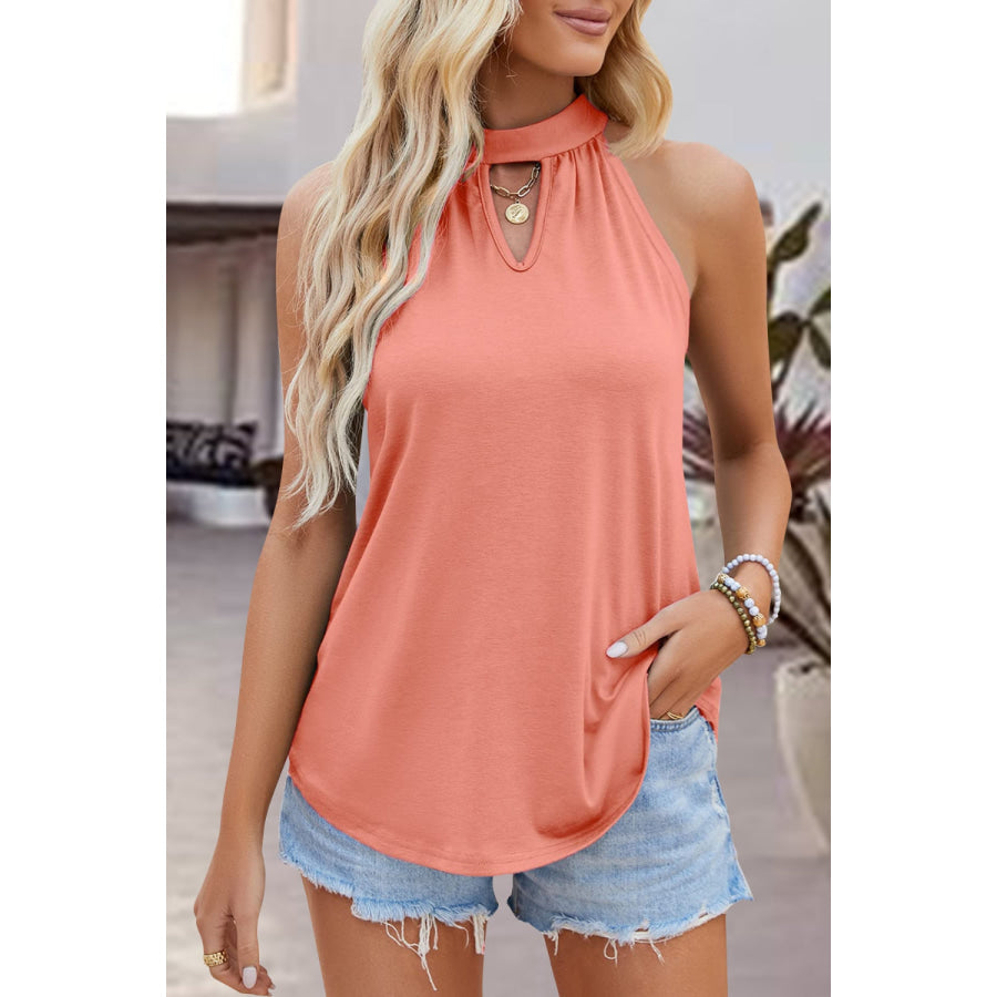 Tied Cutout Grecian Neck Tank Apparel and Accessories