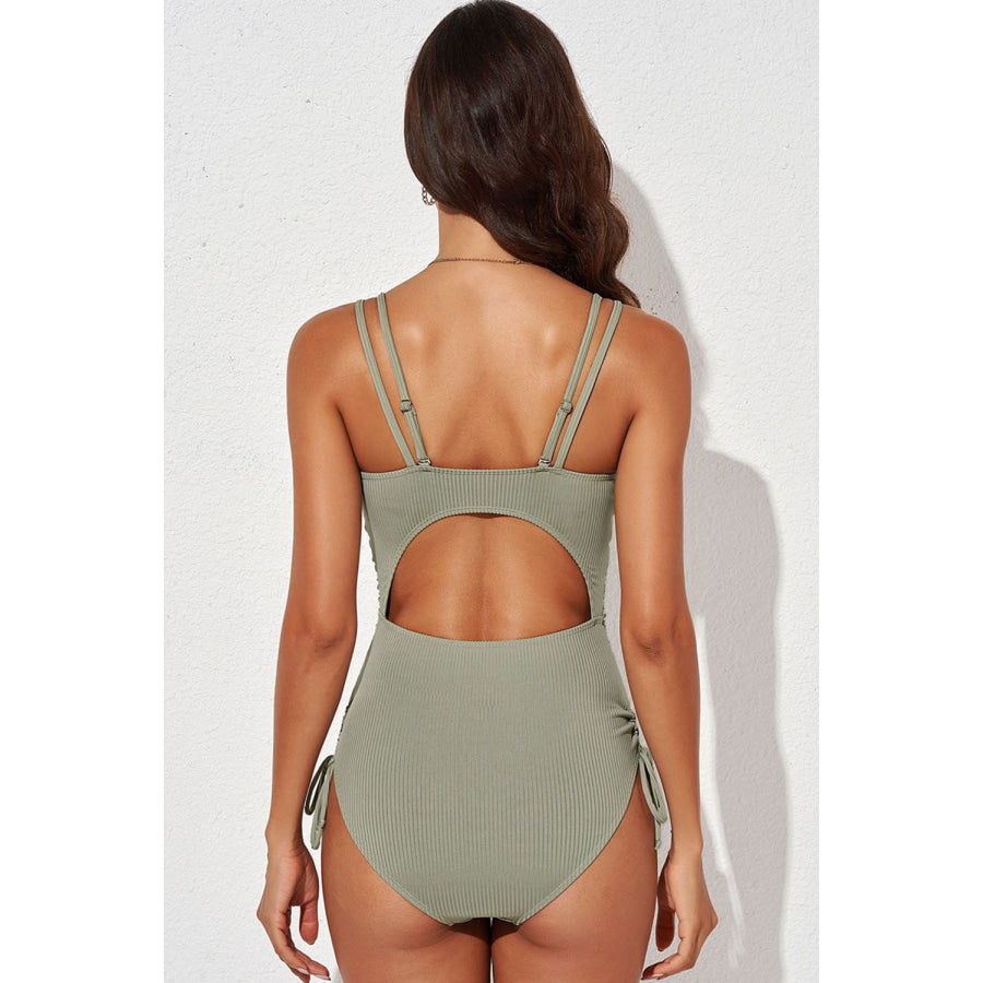 Tied Cutout Plunge One-Piece Swimsuit Apparel and Accessories