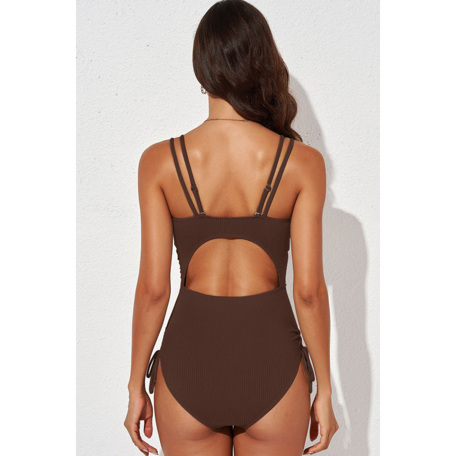 Tied Cutout Plunge One-Piece Swimsuit Apparel and Accessories