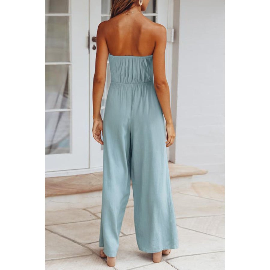 Tied Cutout Tube Wide Leg Jumpsuit Apparel and Accessories