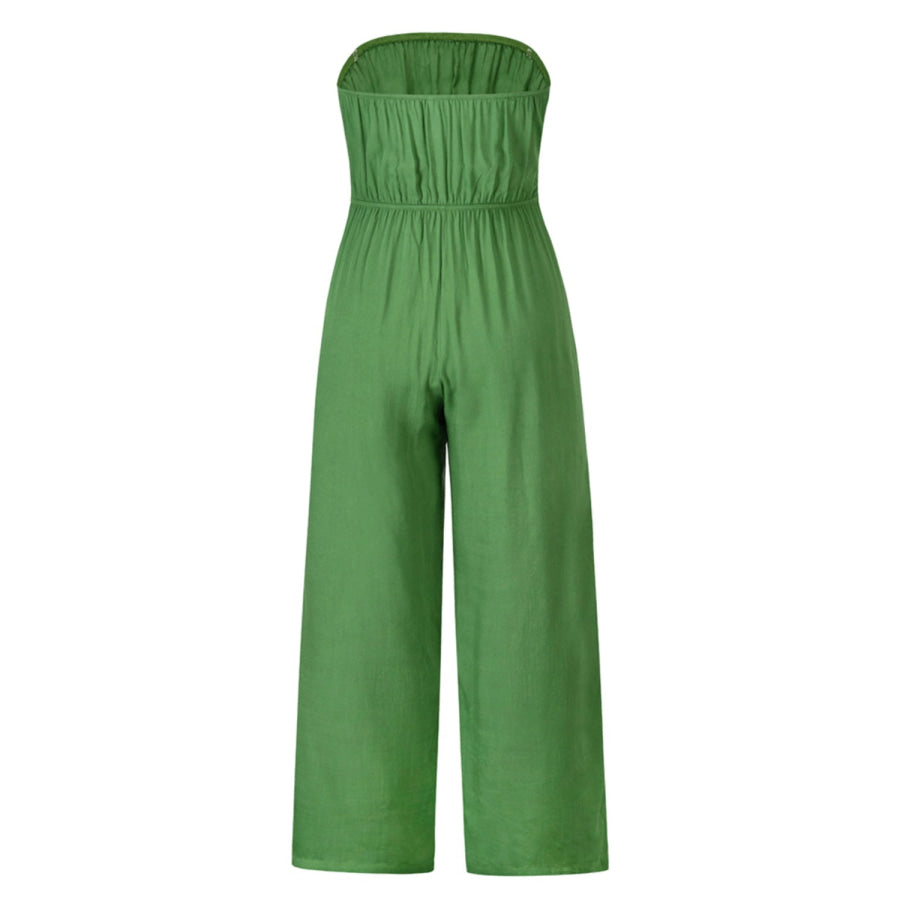 Tied Cutout Tube Wide Leg Jumpsuit Apparel and Accessories