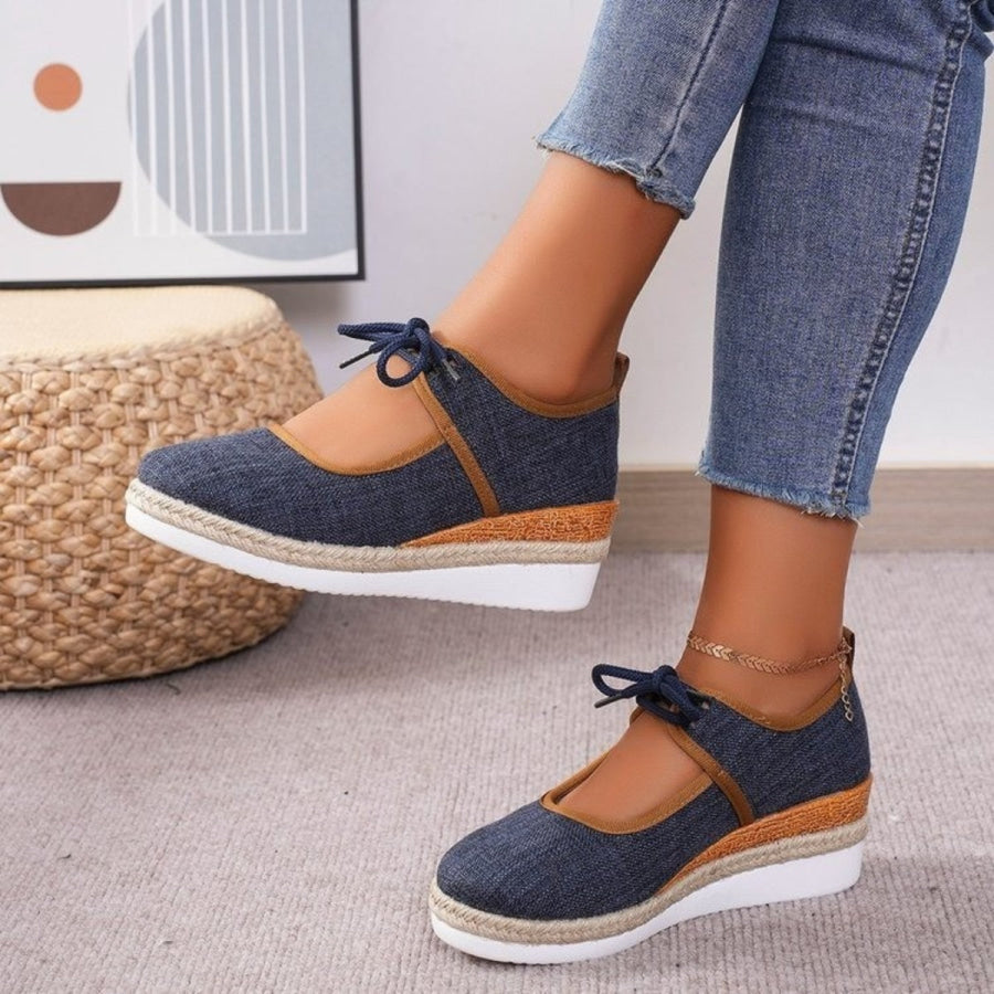 Tied Cutout Wedge Slip-Ons Apparel and Accessories