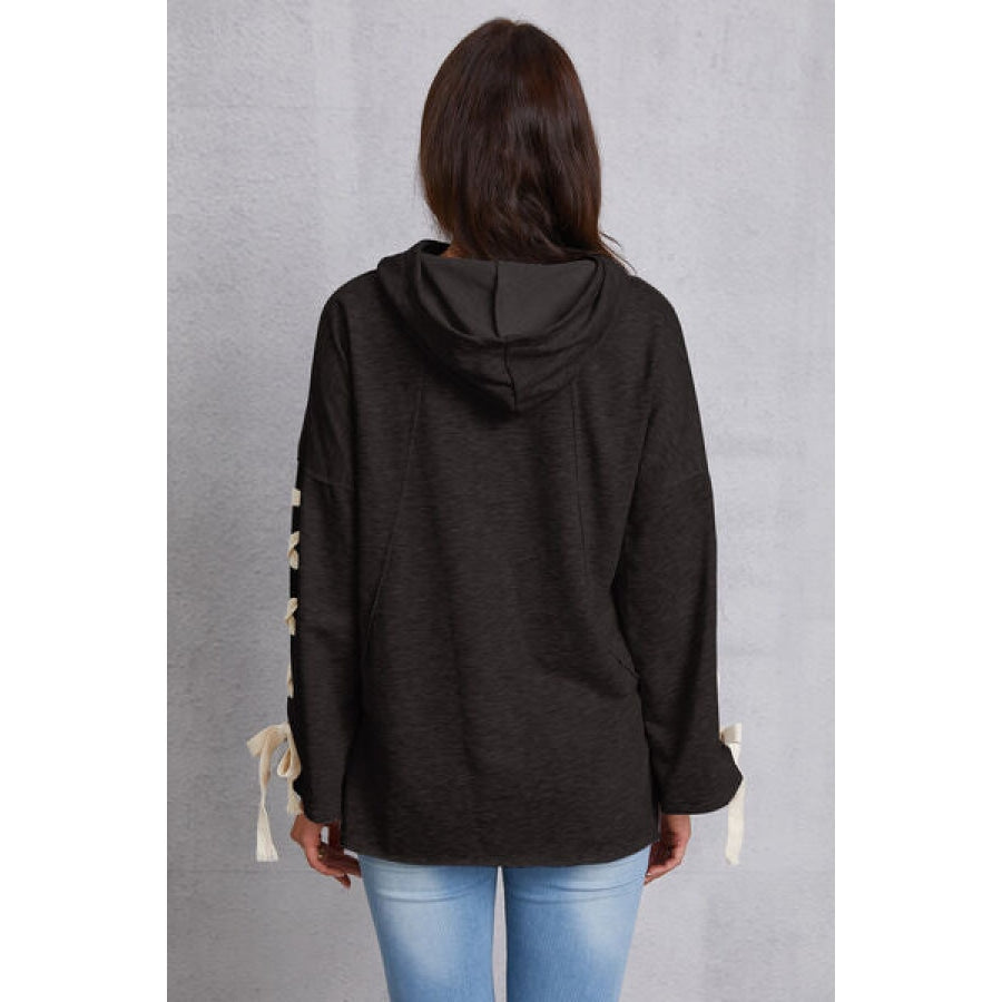 Tied Dropped Shoulder Hoodie Apparel and Accessories