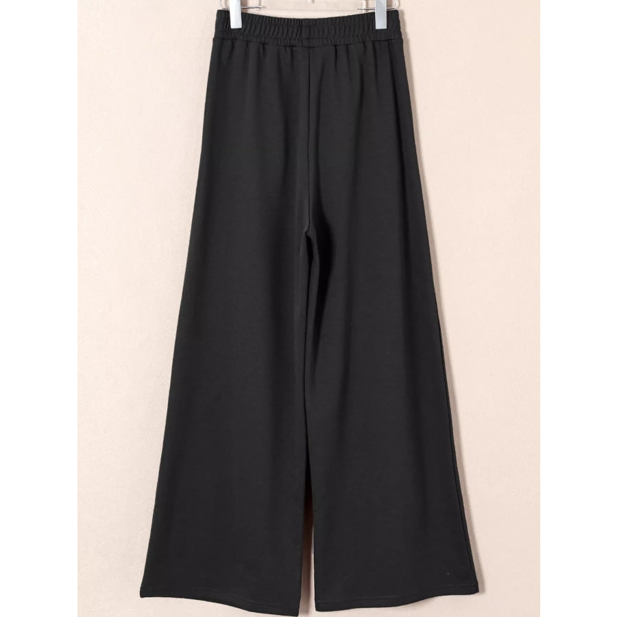 Tied Elastic High Waist Pleated Detail Solid Sweatpants Apparel and Accessories