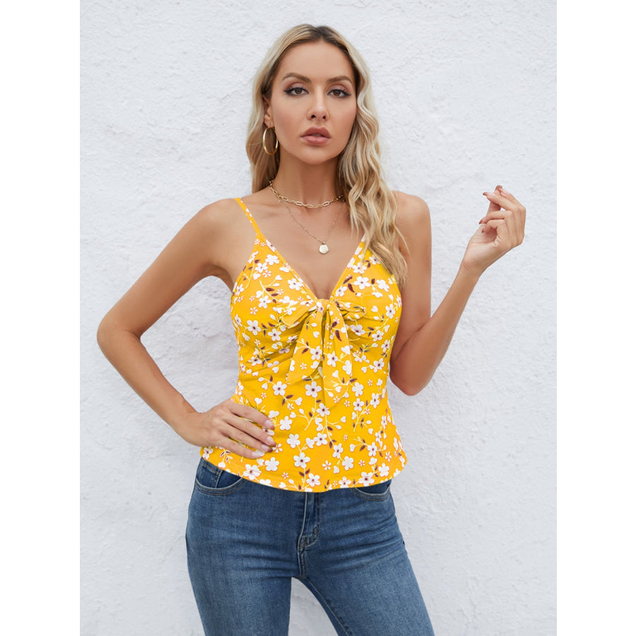 Tied Floral V - Neck Cami Apparel and Accessories