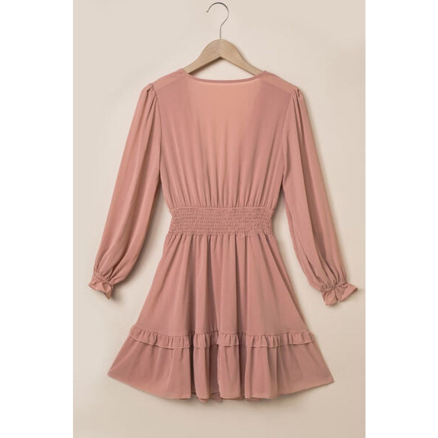 Tied Flounce Sleeve Mini Dress Apparel and Accessories