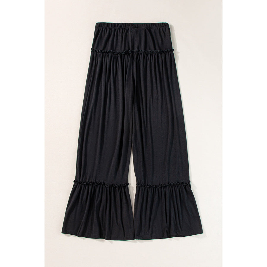 Tied Frill Ruched Bootcut Pants Apparel and Accessories