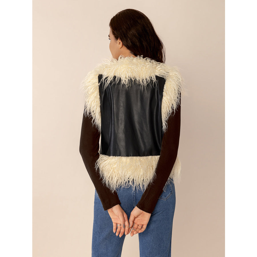 Tied Fringe Contrast Vest Apparel and Accessories