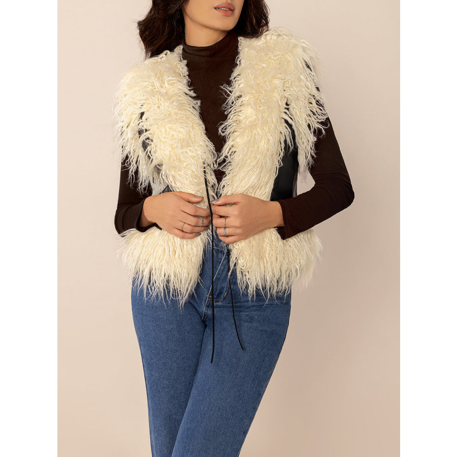 Tied Fringe Contrast Vest Apparel and Accessories