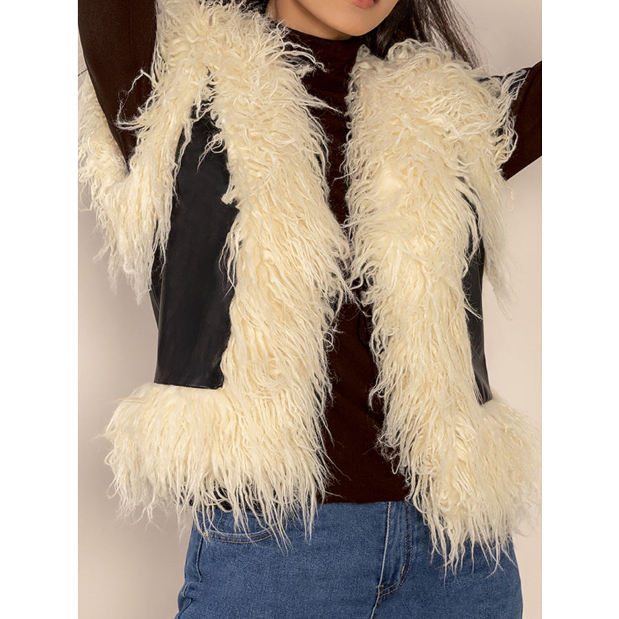 Tied Fringe Contrast Vest Apparel and Accessories