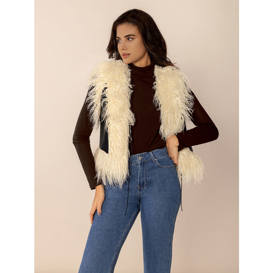 Tied Fringe Contrast Vest Apparel and Accessories