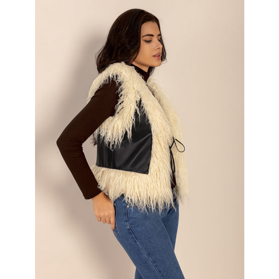 Tied Fringe Contrast Vest Apparel and Accessories