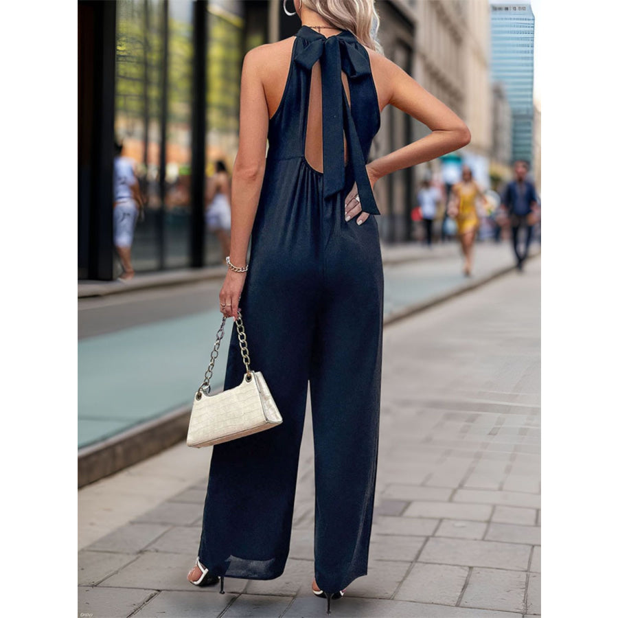 Tied Grecian Wide Leg Jumpsuit Apparel and Accessories