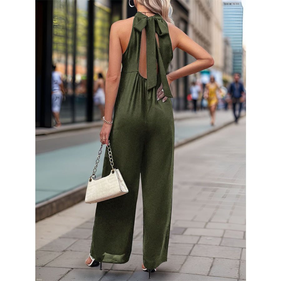 Tied Grecian Wide Leg Jumpsuit Apparel and Accessories