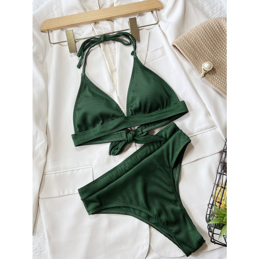 Tied Halter Neck Bikini Set Apparel and Accessories