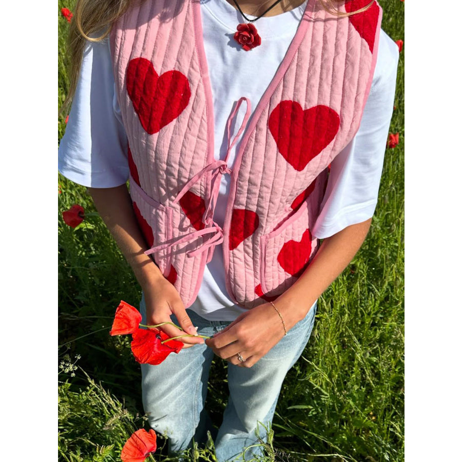 Tied Heart Vest with Pockets Apparel and Accessories