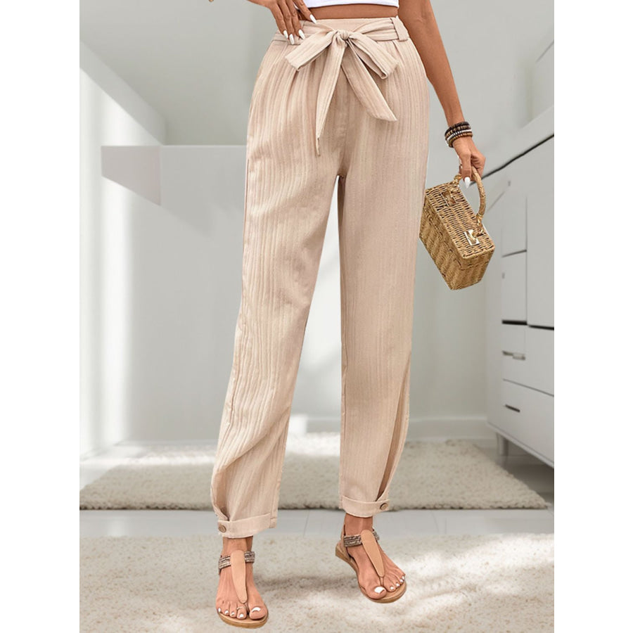 Tied High Waist Pants Apparel and Accessories