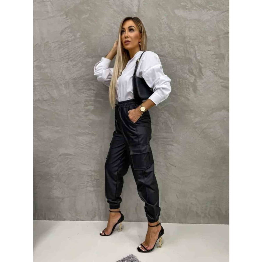 Tied High Waist Pants with Pockets Clothing