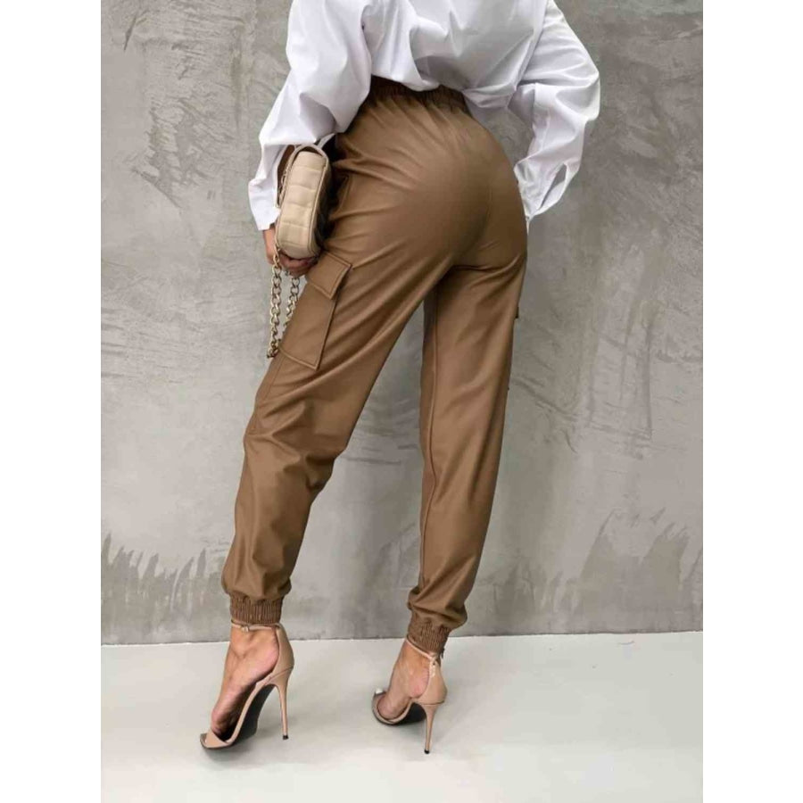 Tied High Waist Pants with Pockets Clothing