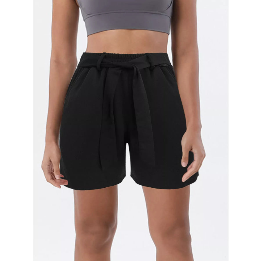 Tied High Waist Shorts Black / S Apparel and Accessories