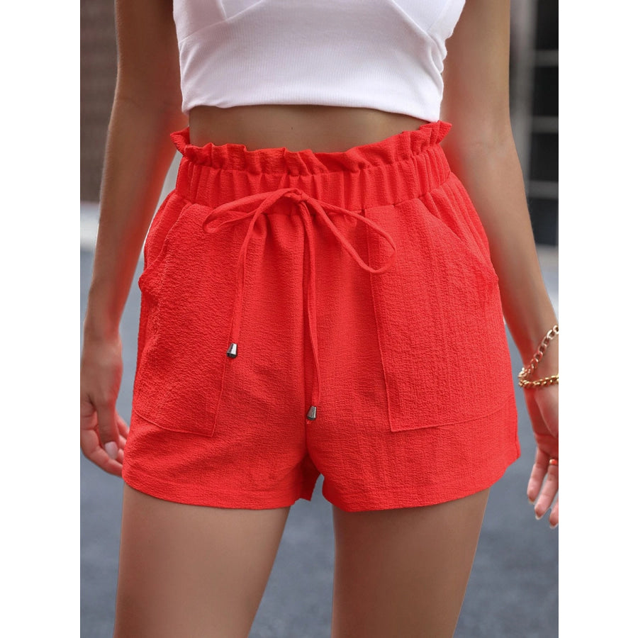 Tied High Waist Shorts with Pockets Apparel and Accessories