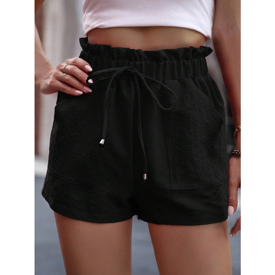 Tied High Waist Shorts with Pockets Apparel and Accessories